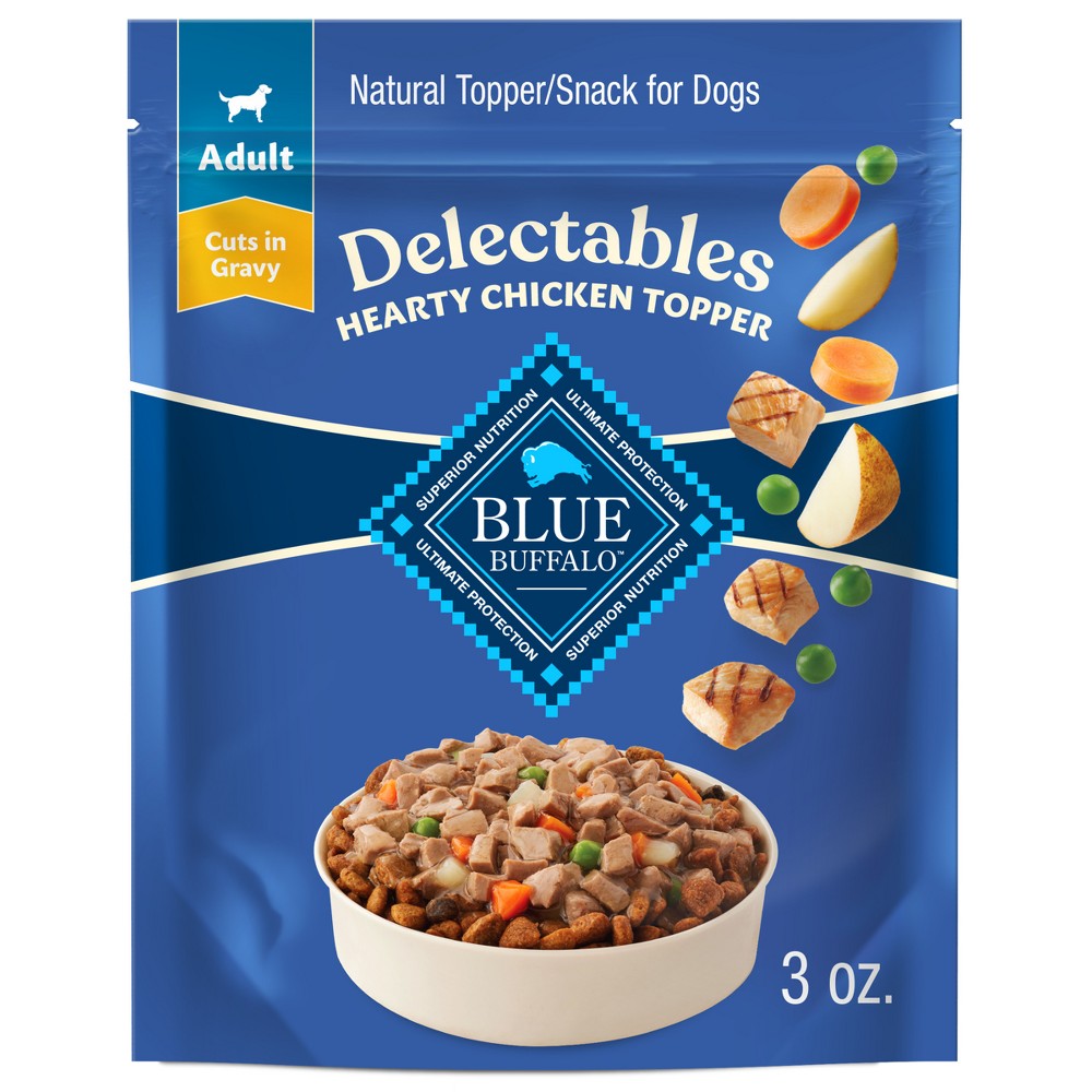 Blue Buffalo Delectables Natural Wet Dog Food Toppers Tasty Chicken 3-oz