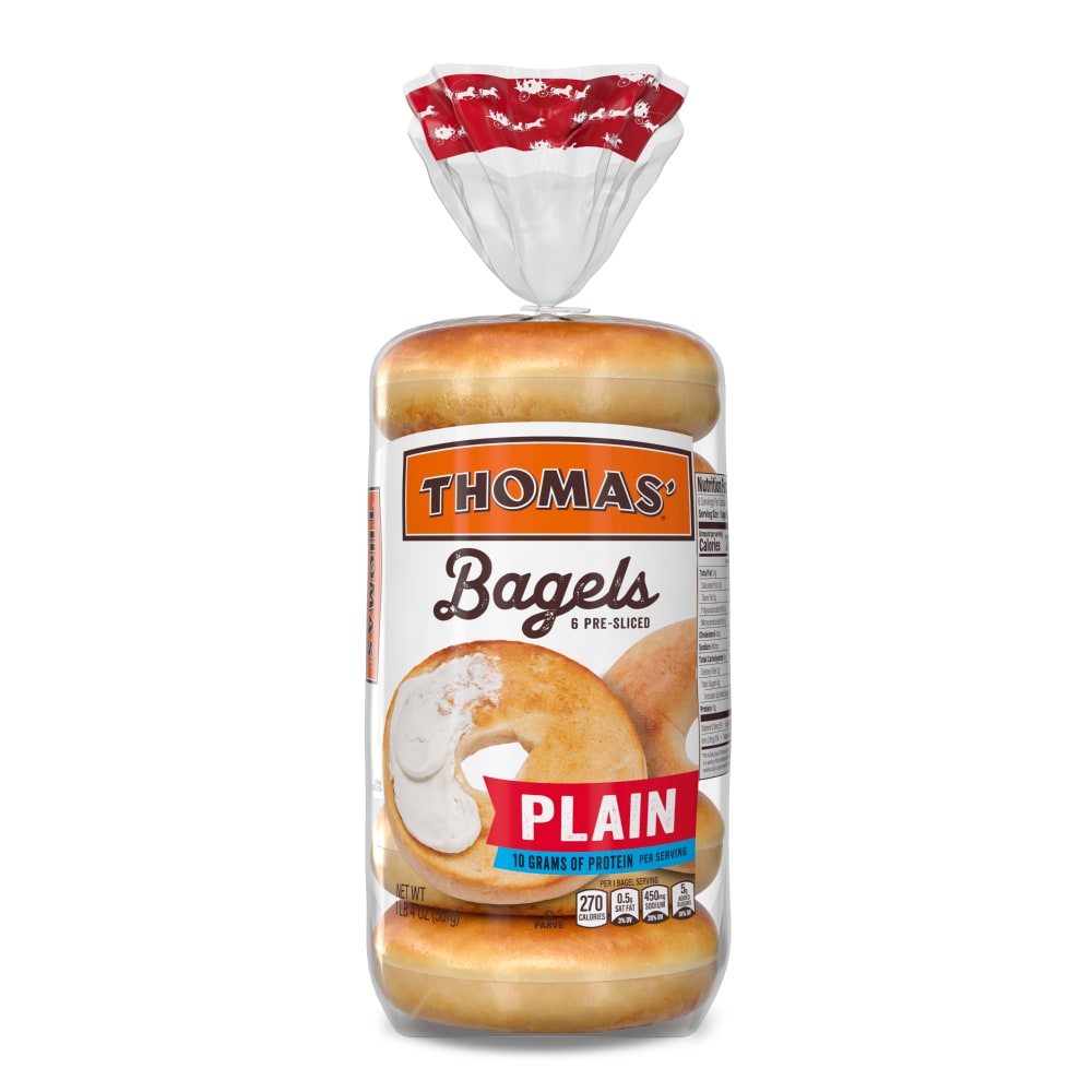 Photo of Thomas' Bagels, Plain, Pre Sliced 1 Lb