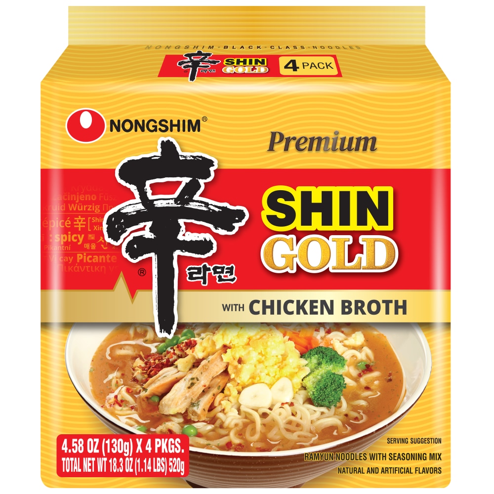 Shin Gold with Chicken Broth Premium Ramyun Noodles, Shin Gold with Chicken Broth