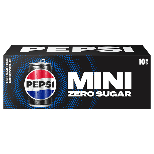 Pepsi Mini Zero Sugar Cola 10 Cans 7.5 Fl Oz Can — UPC 012000183072