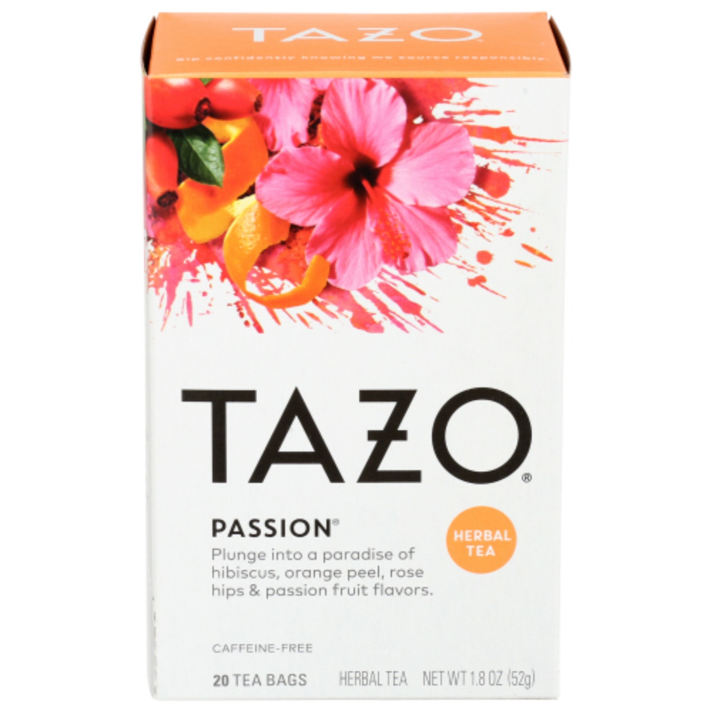 Photo of Tazo Herbal Tea, Passion, Caffeine Free, Bags