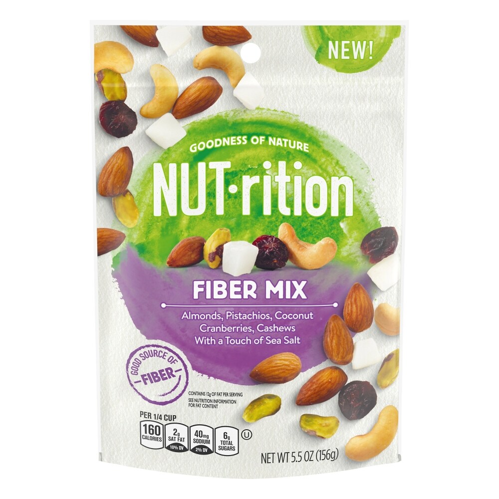 Photo of Planters Nut Rition Fiber Mix Mixed Nuts With Almonds, Pistachios, Coconut, Cranberries, Cashews & Sea Salt, 5.5 Oz Bag