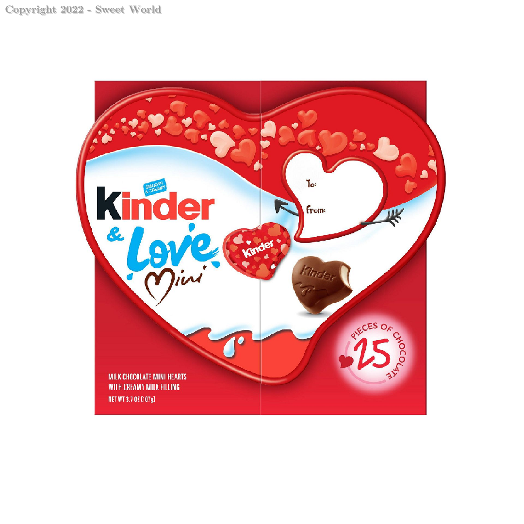 Photo of Kinder Milk Chocolate, Mini Hearts 3.7 Oz