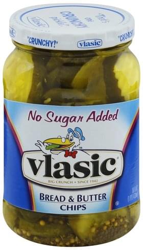 Vlasic No Sugar Added Bread and Butter Pickle Chips, 16 Fl Oz Jar