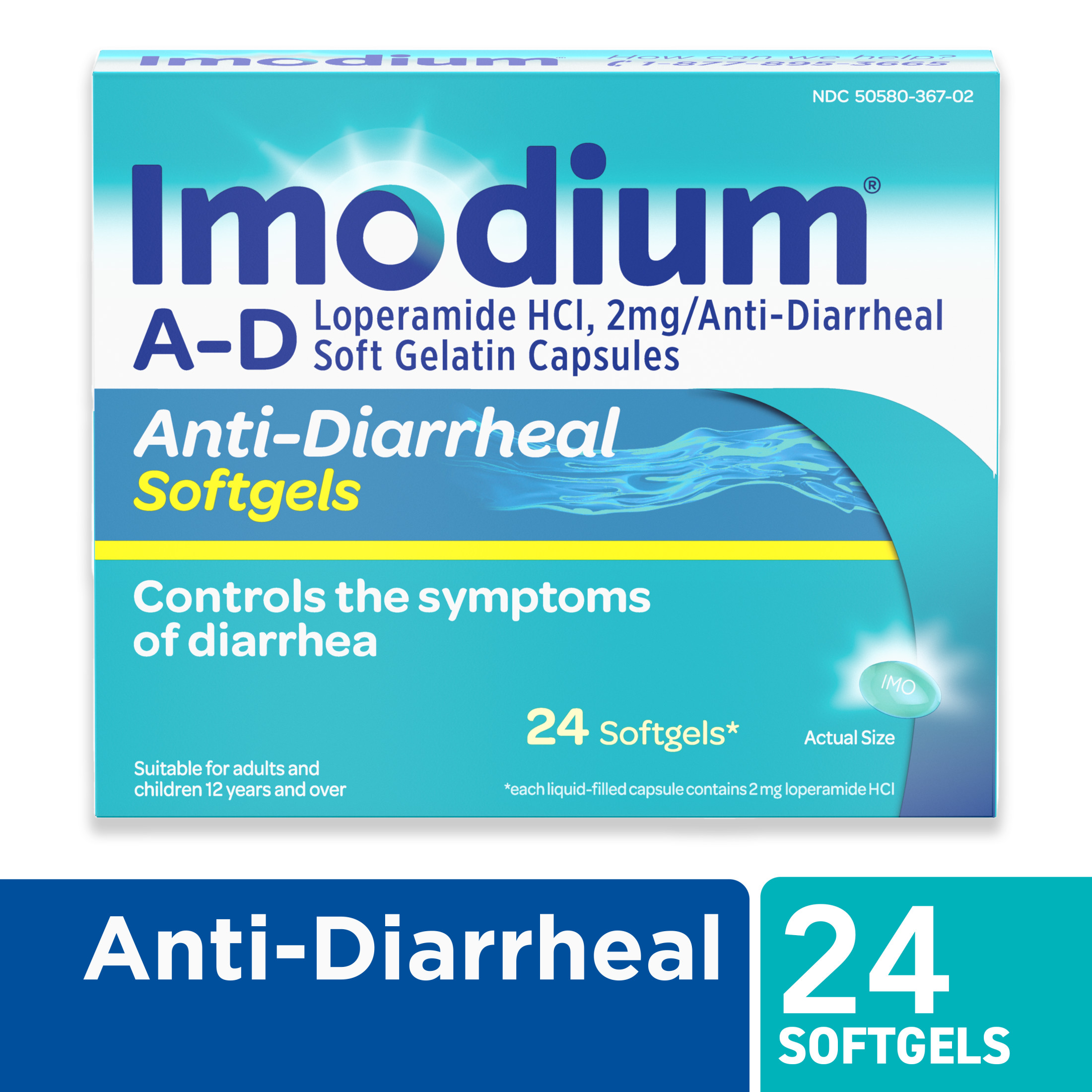 Imodium - Softgels - Anti Diarrheal - 24 Ct