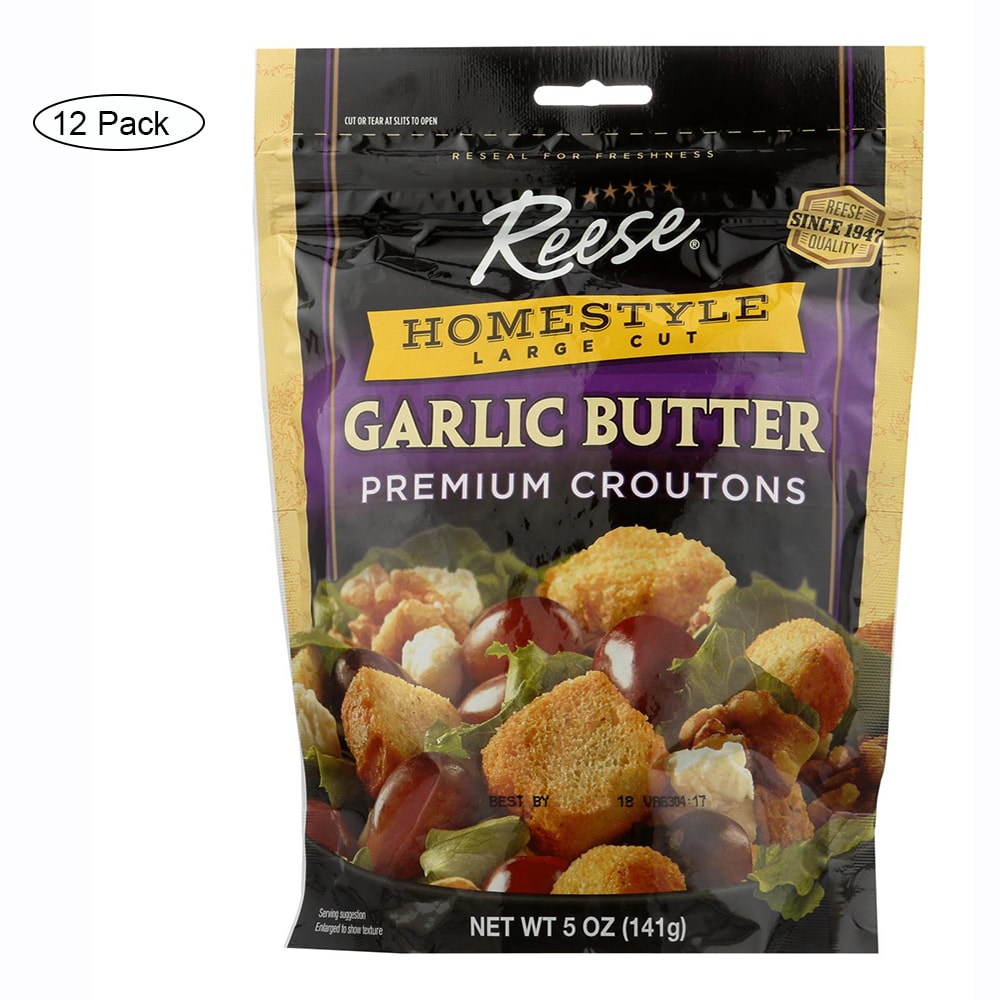 Garlic Butter Homestyle Large Cut Premium Croutons, Garlic Butter