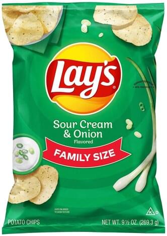 Lay's Family Size Sour Cream & Onion Flavored Potato Chips 9.5 Oz ...