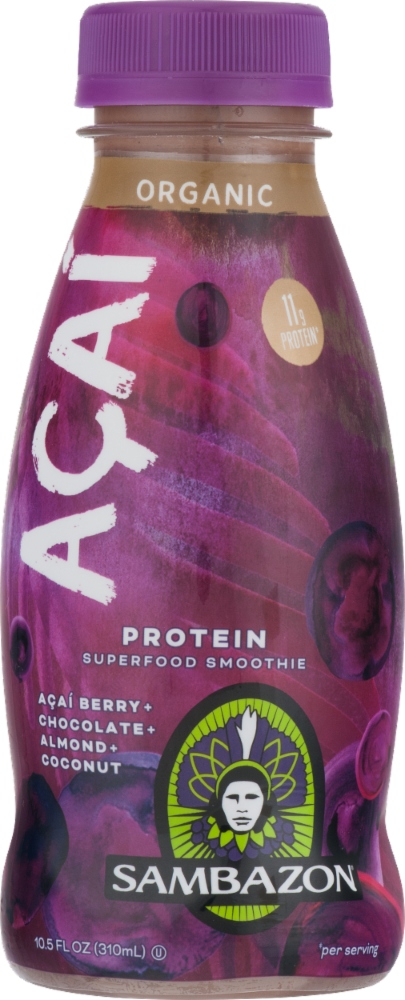 Sambazon, Organic Protein Chocolate + Almond + Coconut Milk Superfood Smoothie