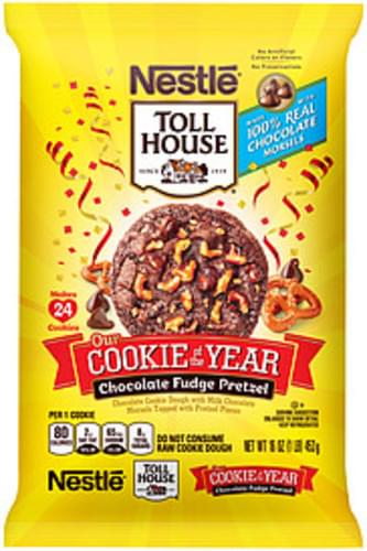 Chocolate Fudge Pretzel Chocolate Cookie Dough with Milk Chocolate Morsels Topped with Pretzel