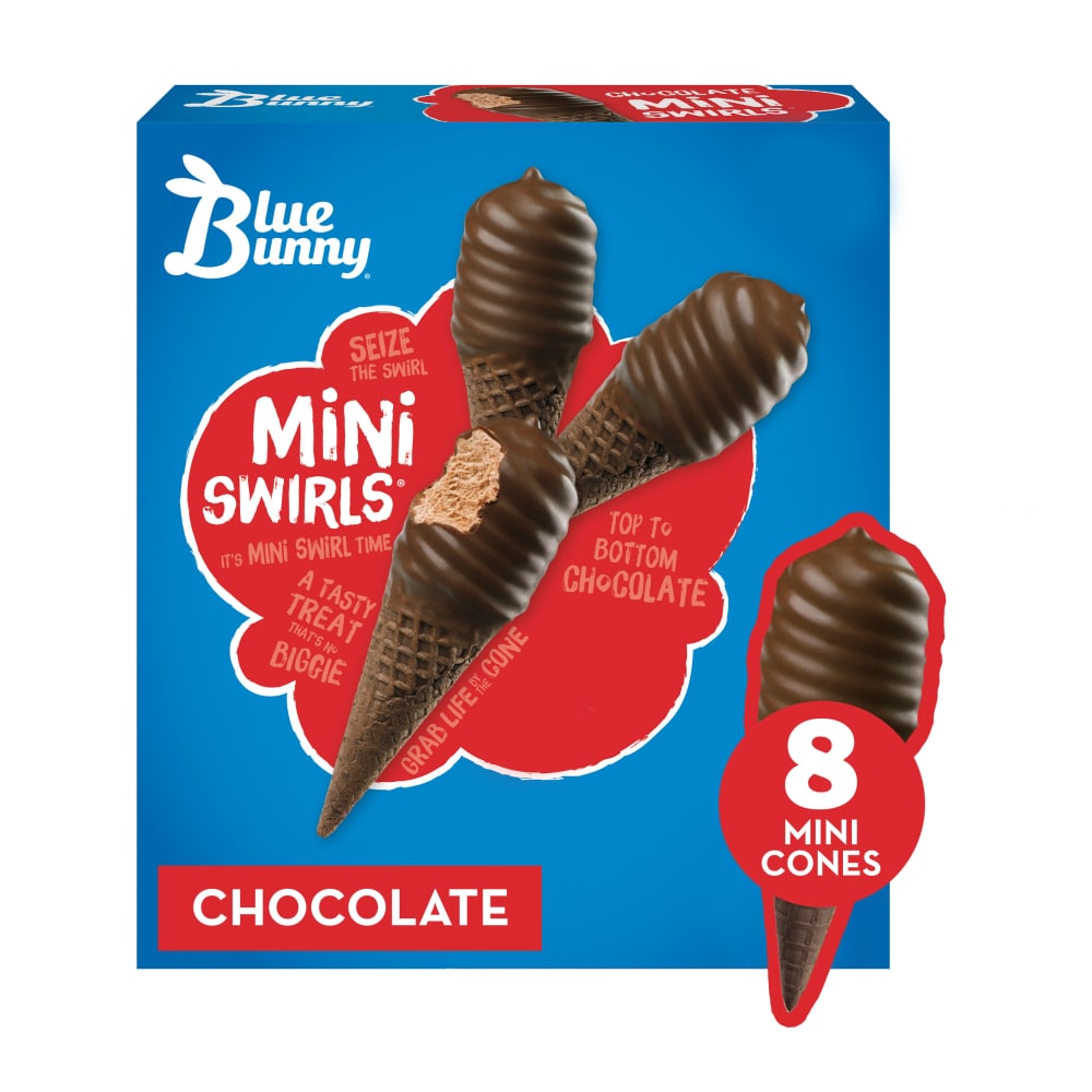 Photo of Blue Bunny Mini Swirls Chocolate Frozen Dairy Dessert 8 - 2.25 Fl Oz Cones
