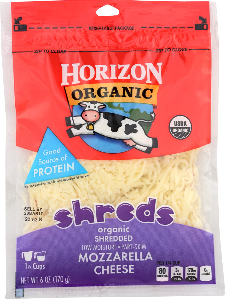 Mozzarella Organic Low Moisture Part Skim Shredded Cheese, Mozzarella