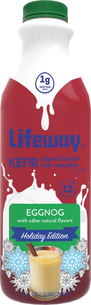Eggnog Kefir Cultured Lowfat Milk Smoothie, Eggnog