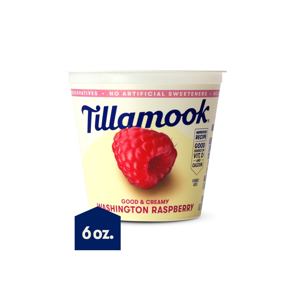 Tillamook Yogurt, Lowfat, Washington Raspberry, Blended 6 Oz
