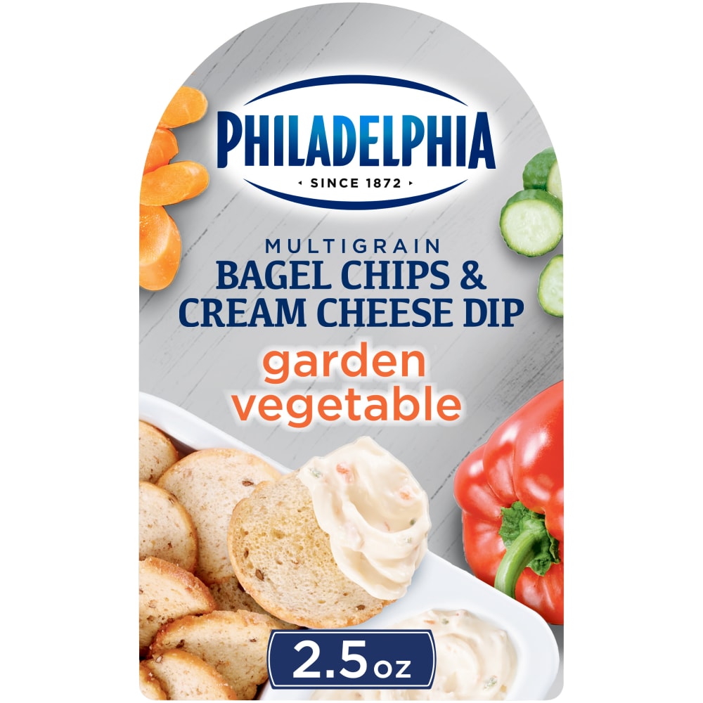 Photo of Philadelphia Multigrain Bagel Chips & Garden Vegetable Cream Cheese Dip Snack - 2.5oz