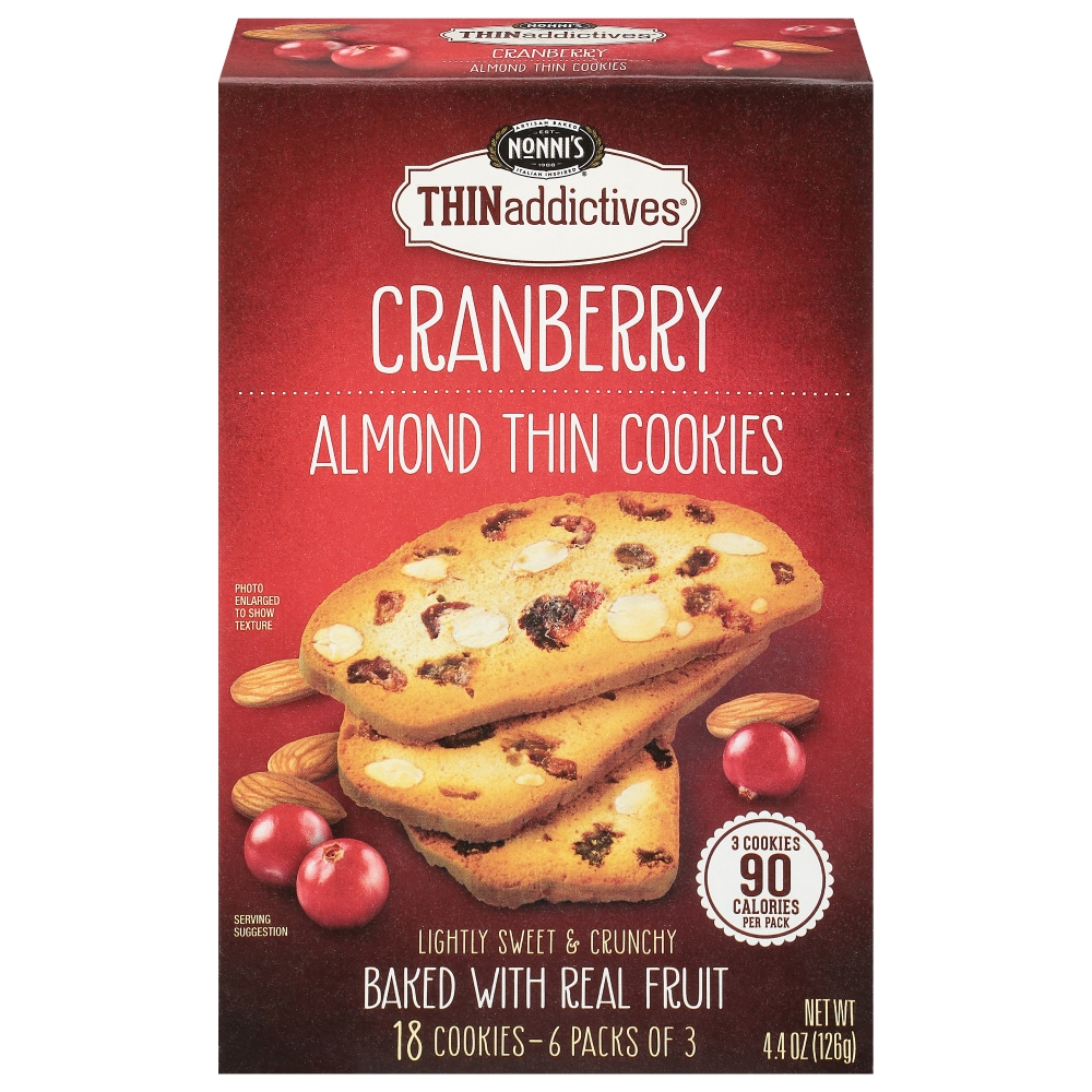 Photo of Nonni's Thinaddictives Cranberry Almond Thin Cookies 4.4 Oz. Box