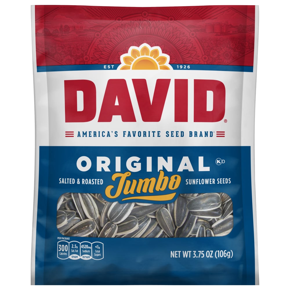 Photo of David Salted & Roasted Original Jumbo Sunflower Seeds 3.75 Oz
