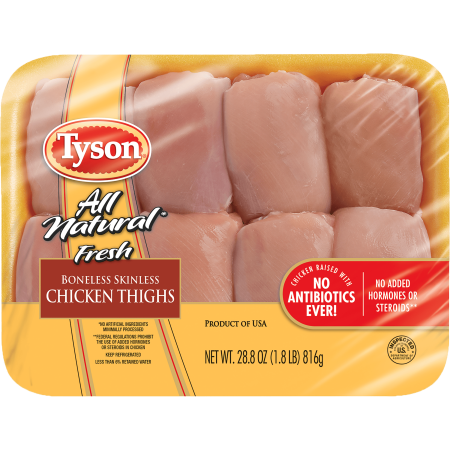 All Natural Fresh Boneless Skinless Chicken Thighs