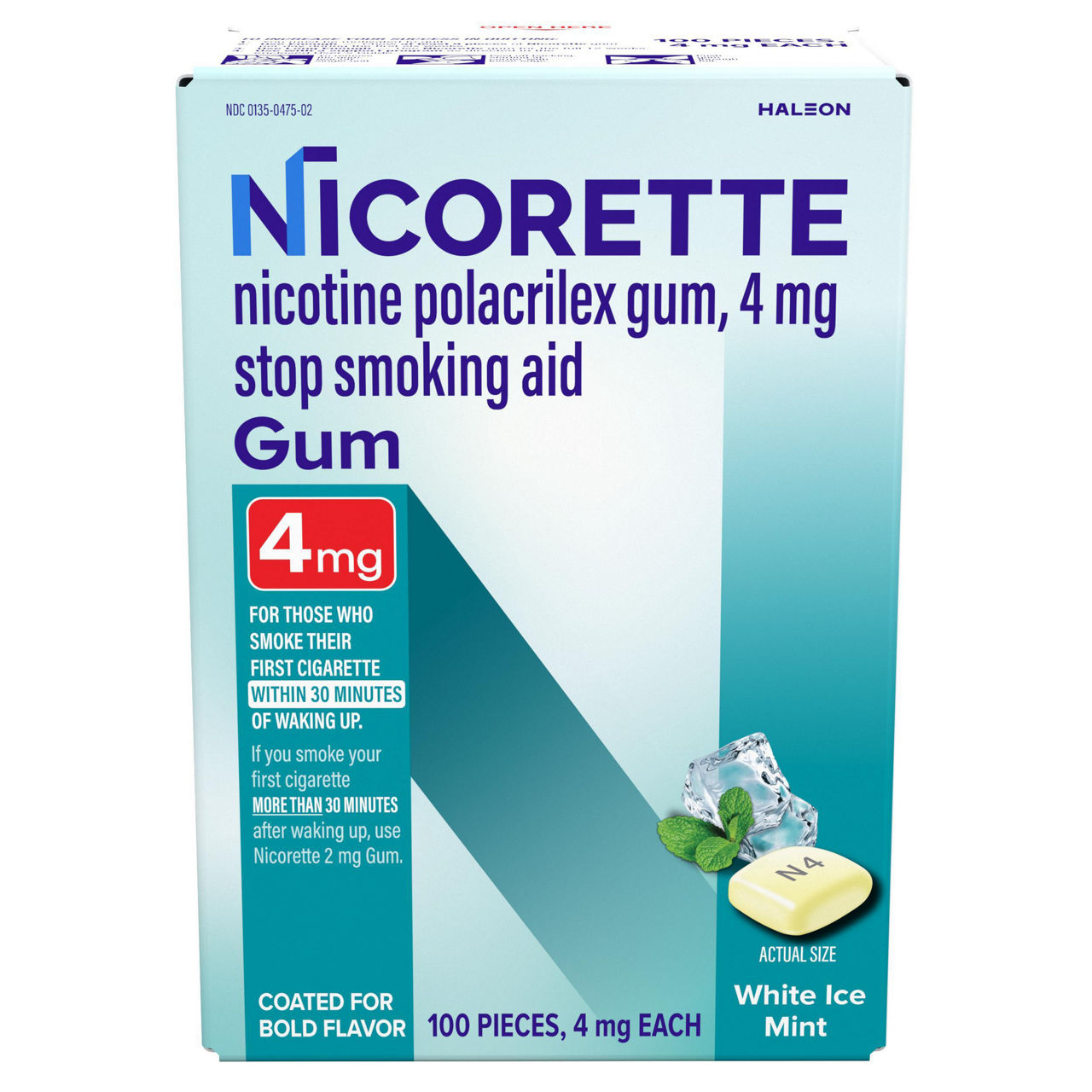 Nicorette - 4 Mg Nicotine Gum - White Ice Mint 100 Count