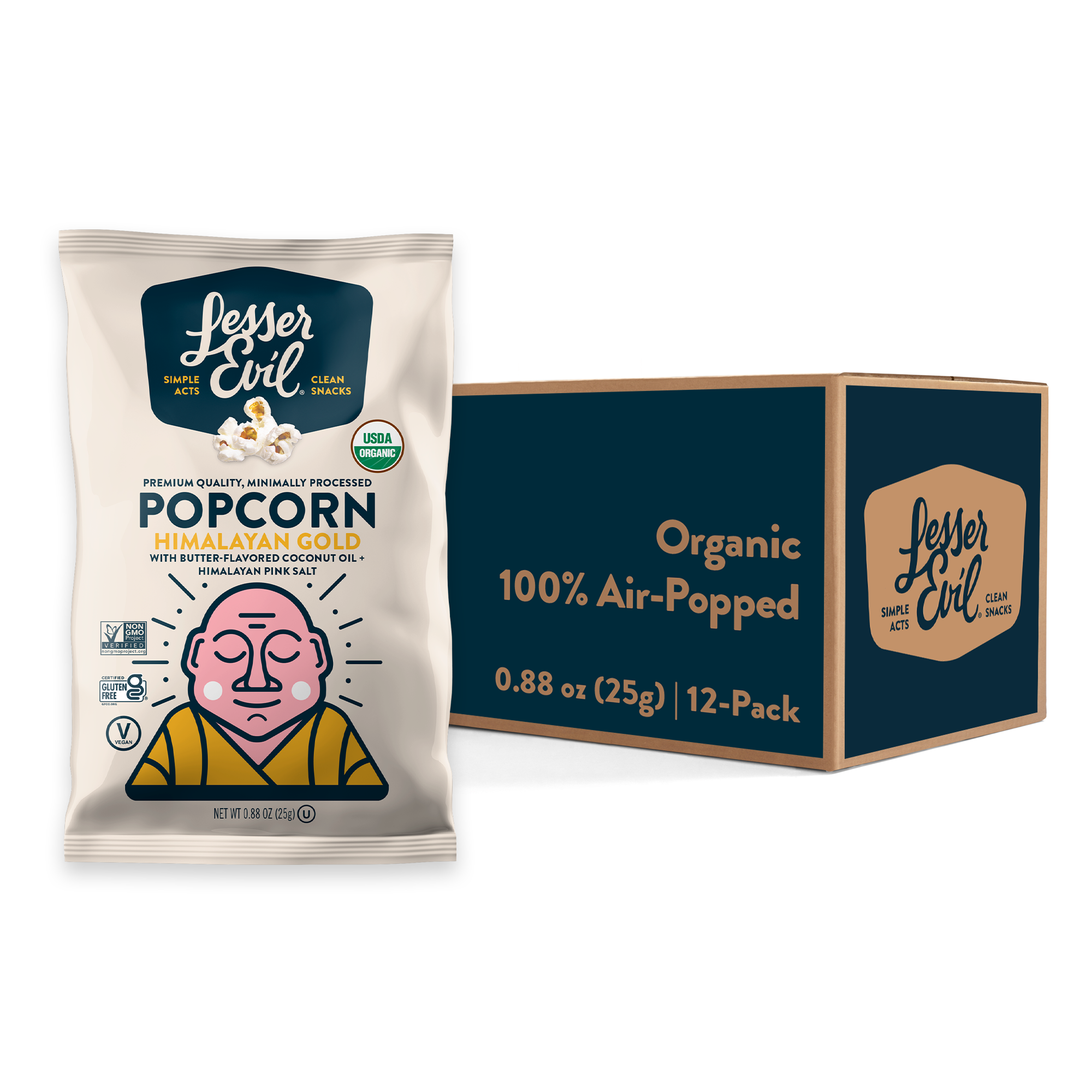 Lesser Evil Organic Himalayan Gold Popcorn - Case Of 18/0.88 Oz