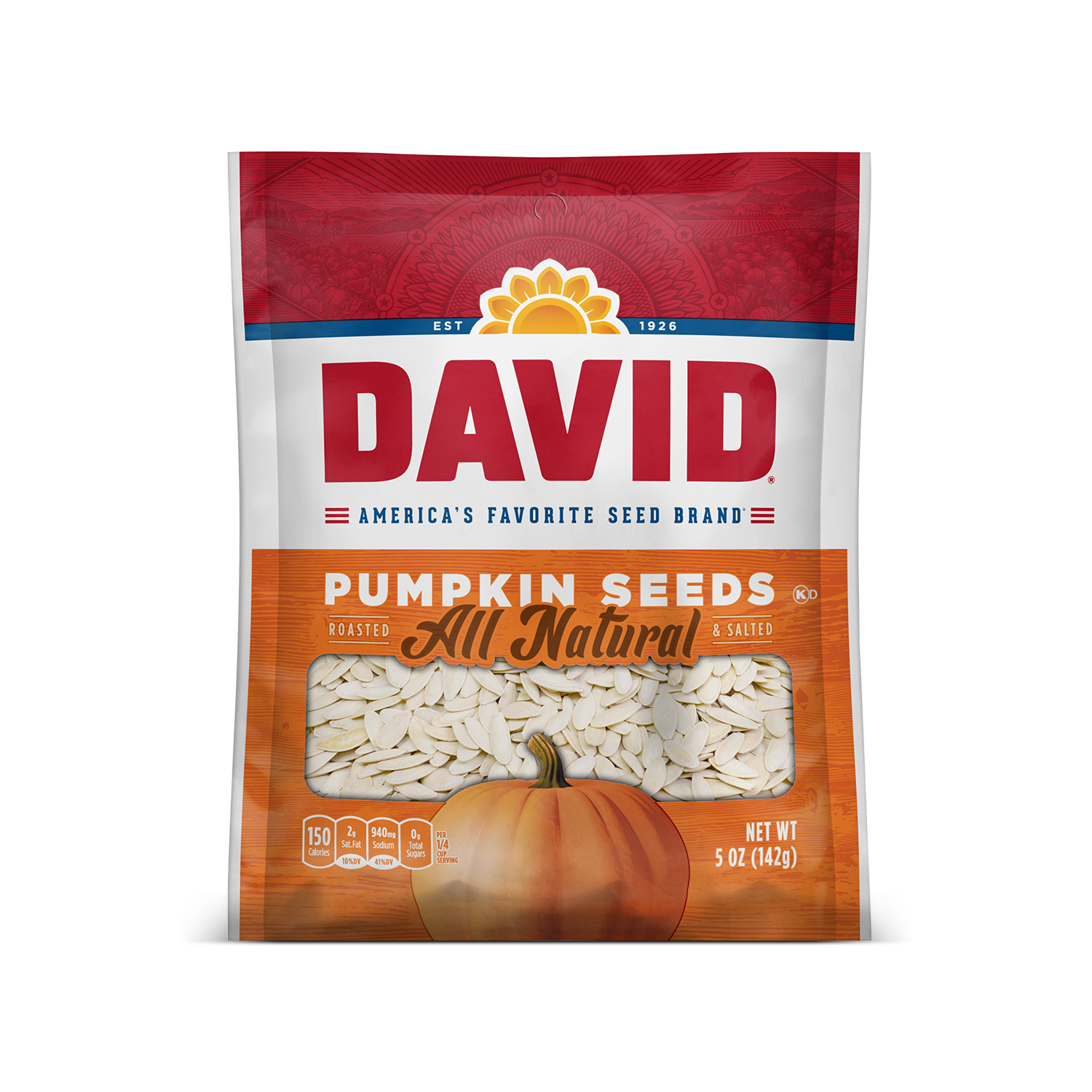 Photo of David Pumpkin Seeds, Roasted & Salted, All Natural 5 Oz