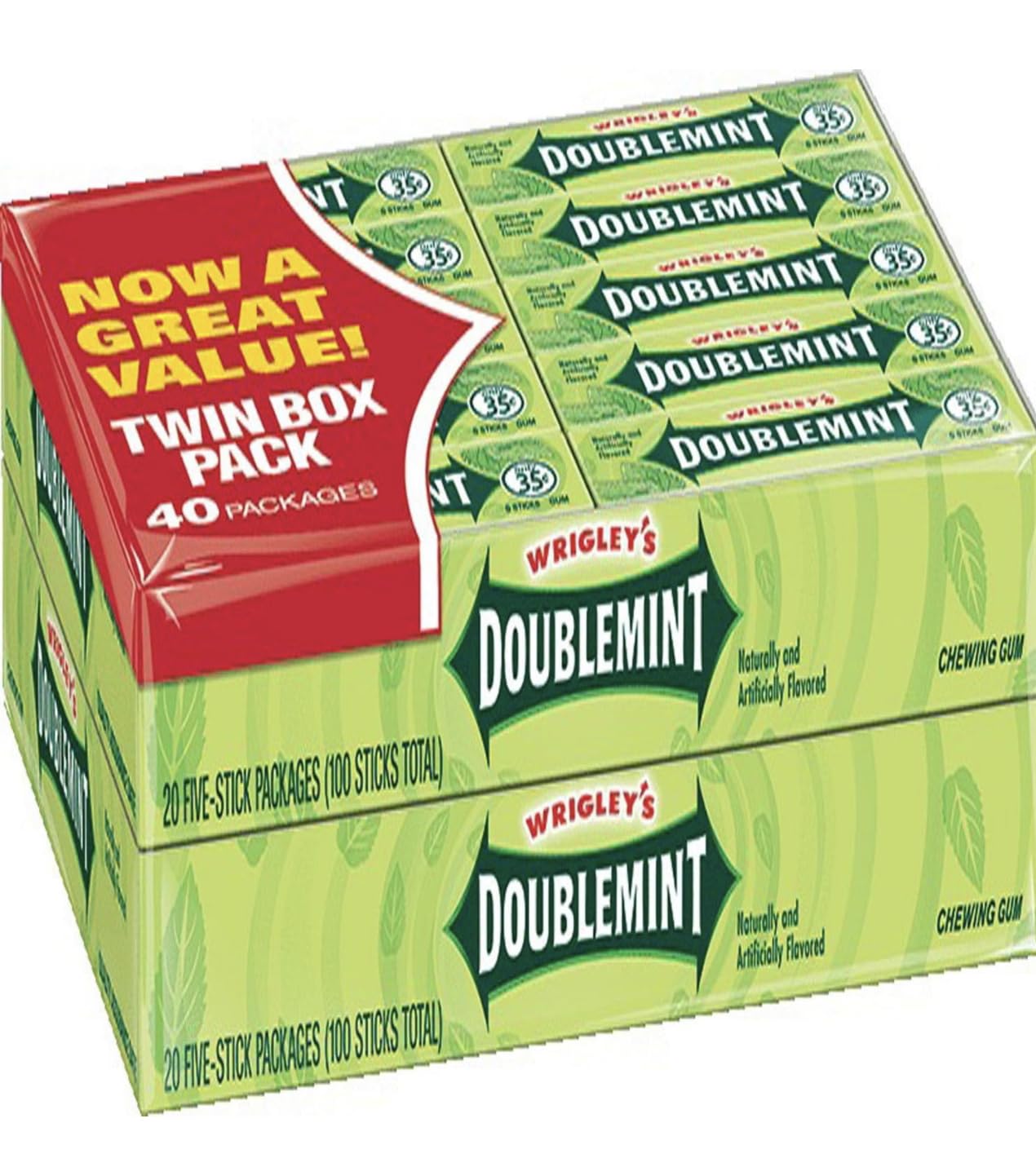Photo of Doublemint Wrigley's Mint Gum Chewing Gum, Single Pack, 5 Stick Pack