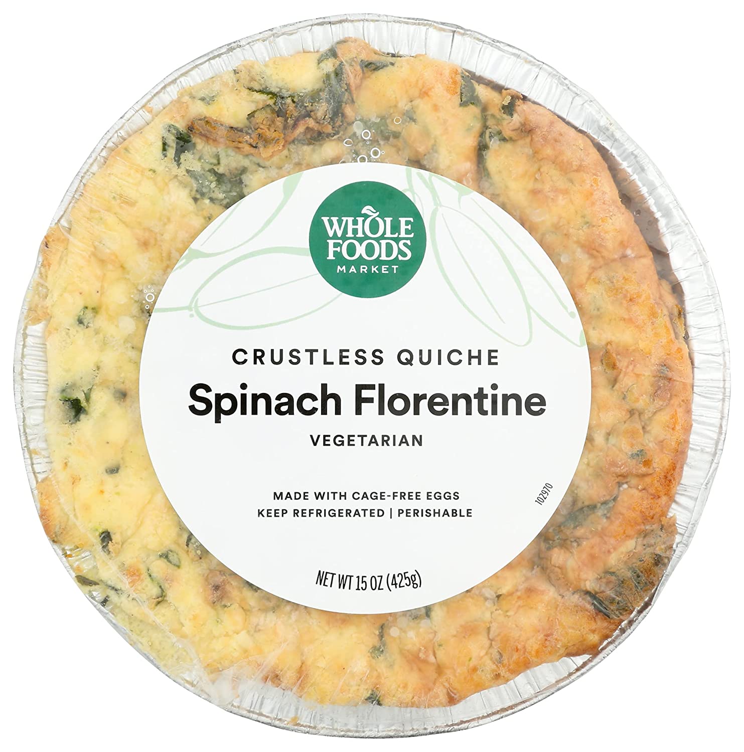 Spinach Florentine Crustless Quiche, Spinach Florentine