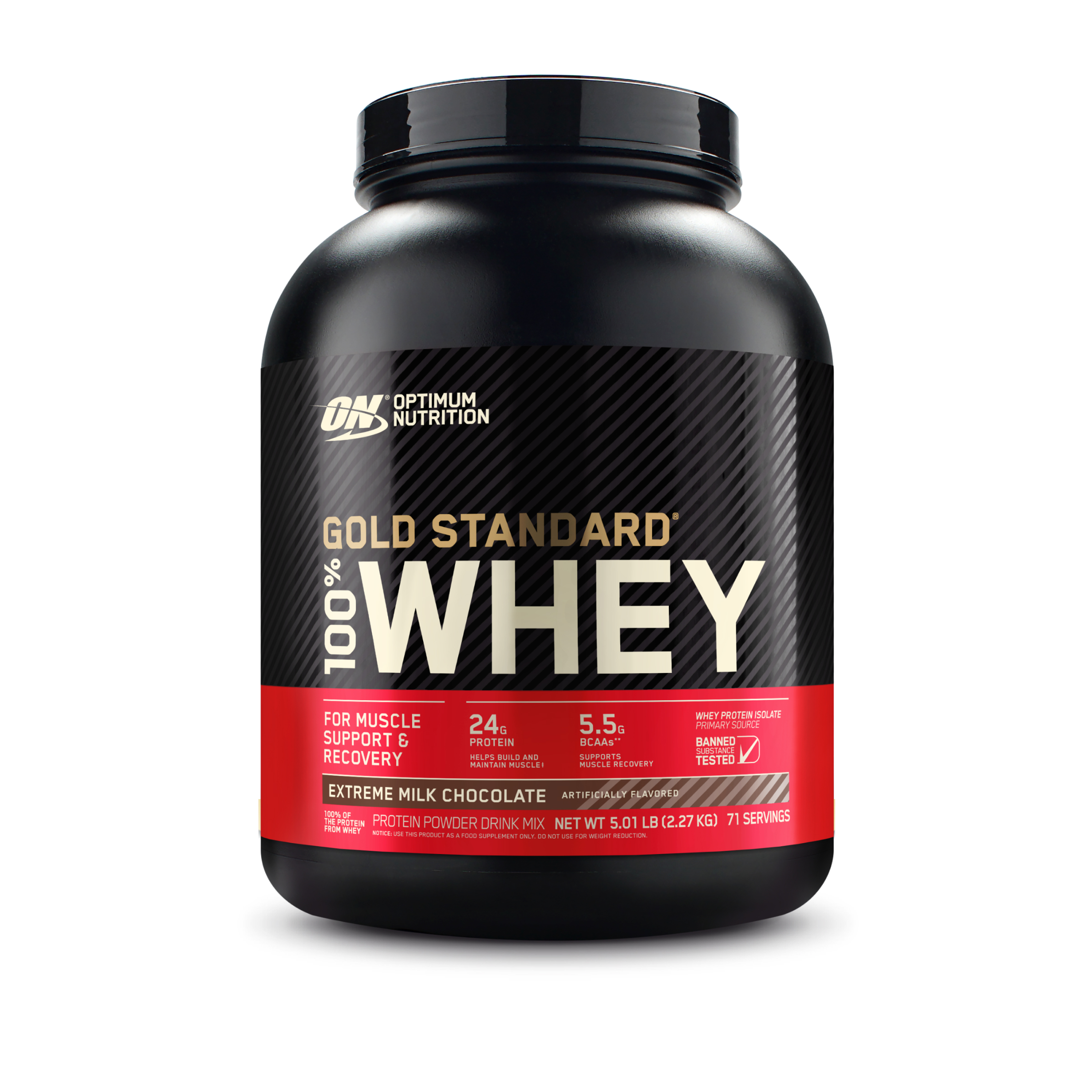 Optimum Nutrition Gold Standard 100% Whey Protein Powder, Extreme Milk Chocolate, 24g Protein, 5 Lb
