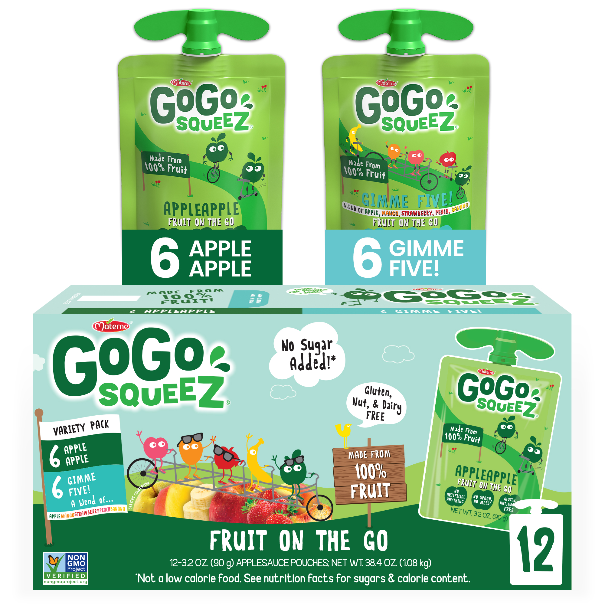 Photo of GoGo Squeez Variety Pack Fruit On The Go Apple Apple\Gimme Five Applesauce 12