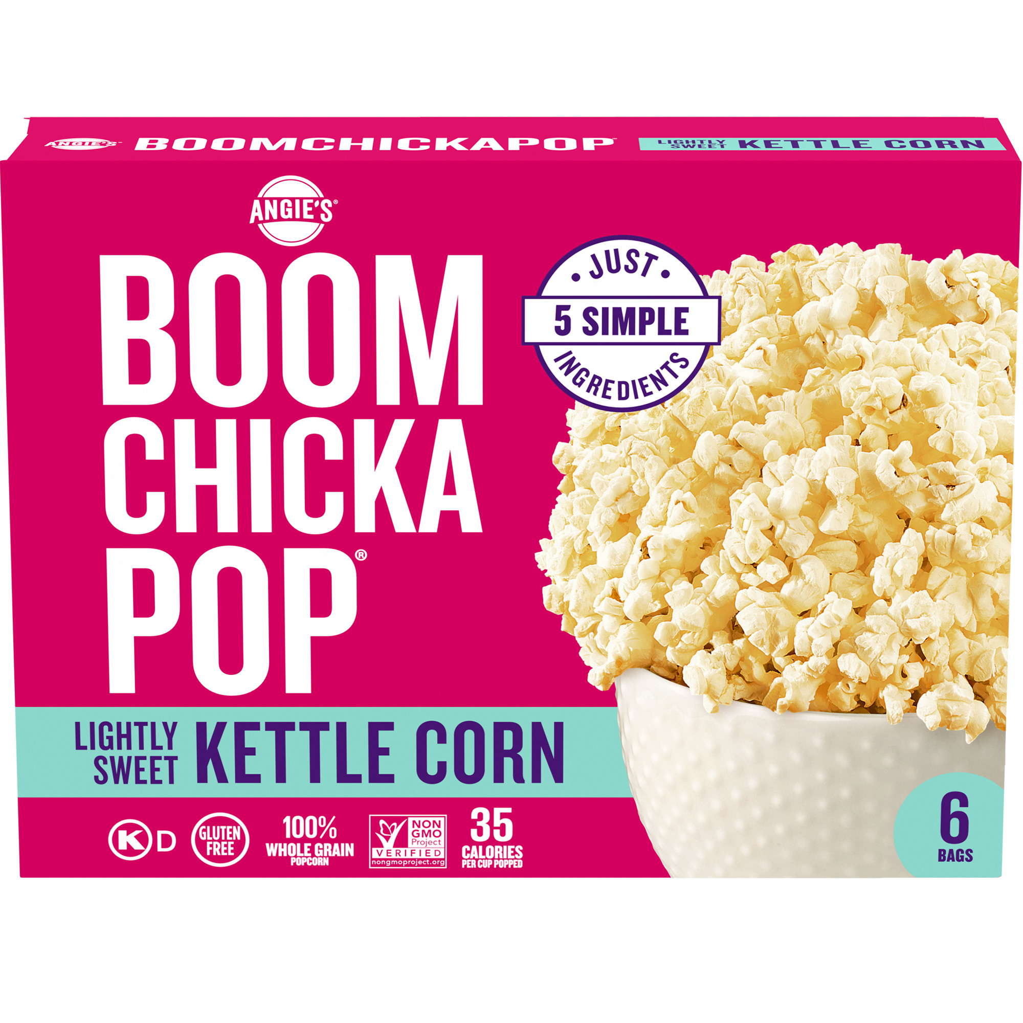 Angie's BOOMCHICKAPOP Lightly Sweet Kettle Corn Microwave Popcorn - 6ct