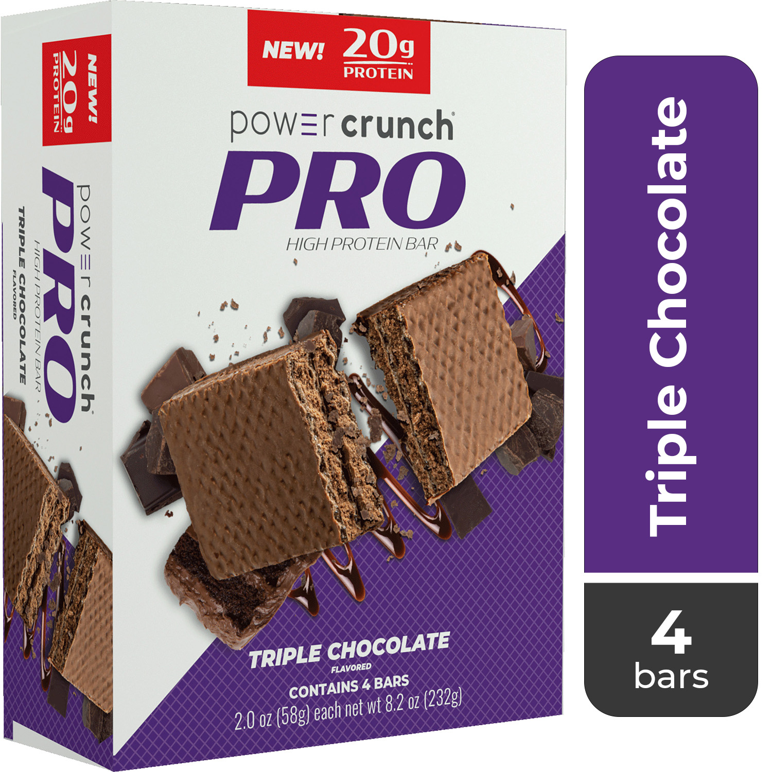 Photo of Power Crunch PRO Whey Protein Bar, Triple Chocolate, 8.2 Oz