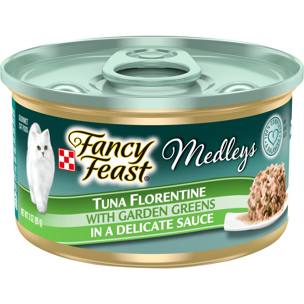 Fancy Feast Wet Cat Food, Medleys Tuna Florentine With Garden Greens In A Delicate Sauce, 3 Oz. Can