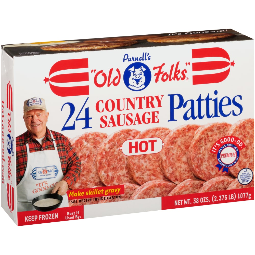 Photo of Purnell's Old Folks Hot Country Sausage Patties 24 Ct Box