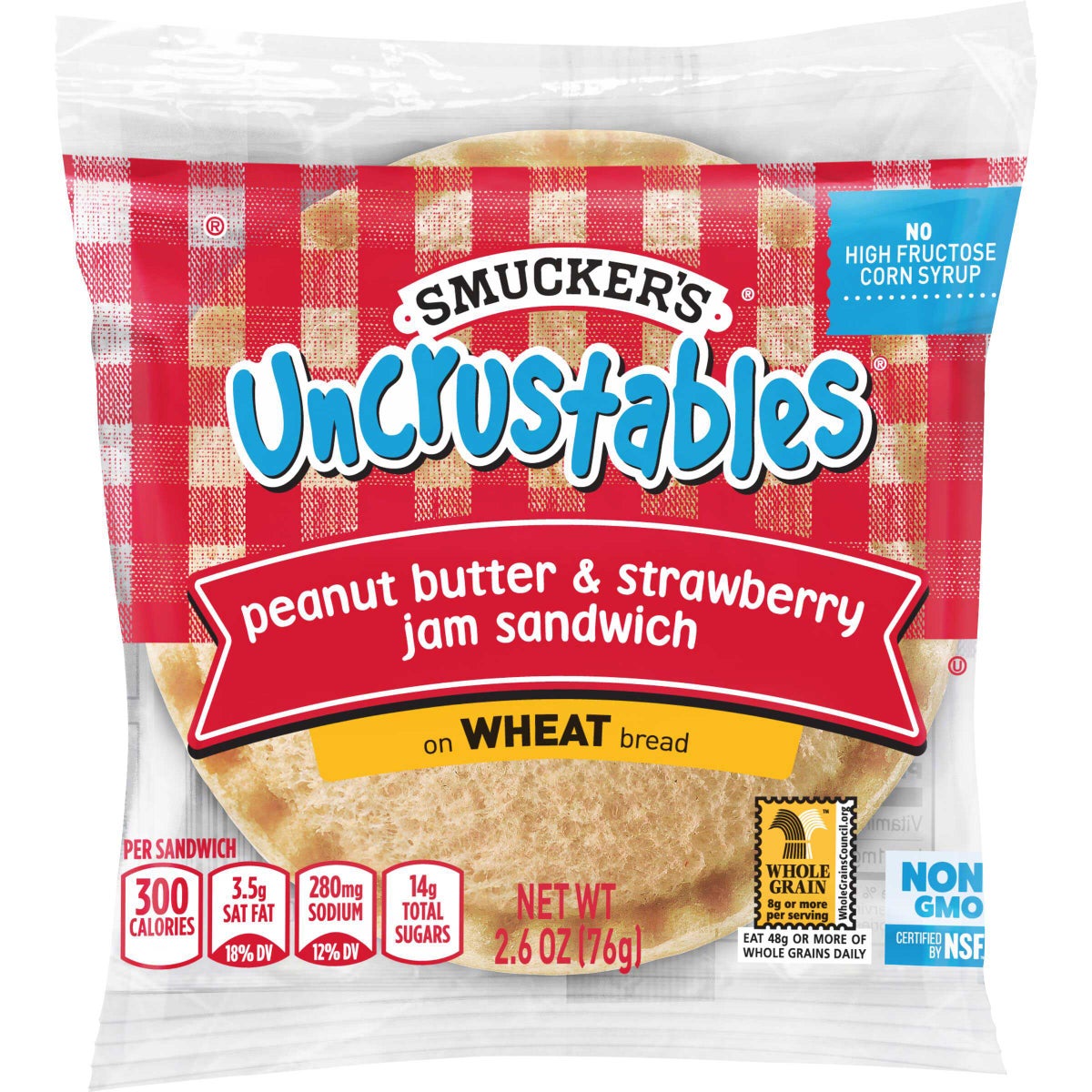 Smucker's Uncrustables Peanut Butter & Strawberry Jam Sandwich — UPC ...