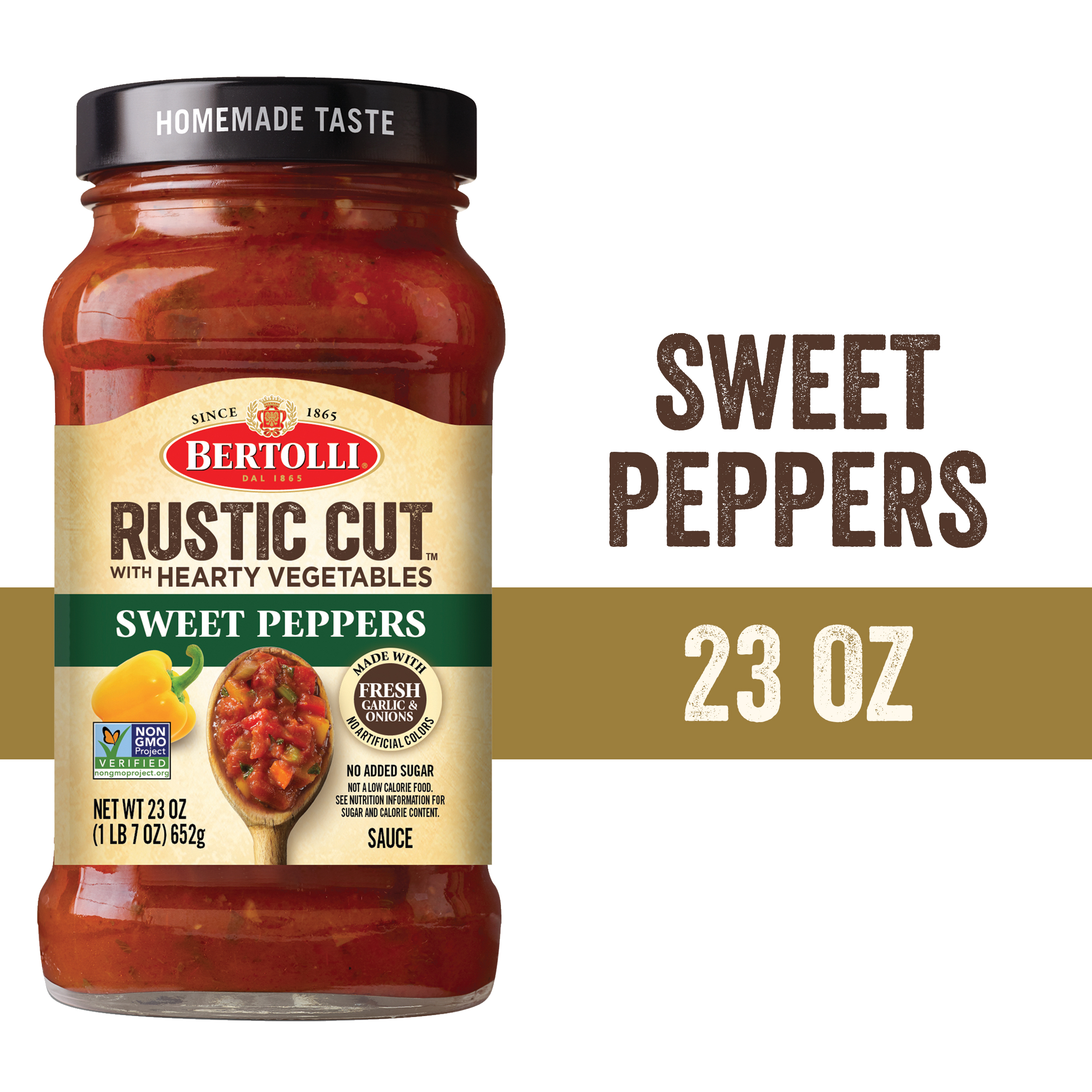 Sweet Peppers and Portobello Mushrooms Rustic Cut Pasta Sauce with Hearty Vegetables