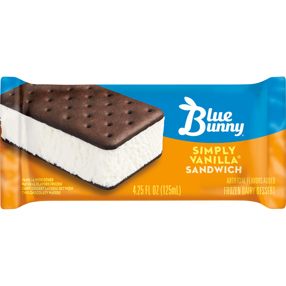 Simply Vanilla Creamy Vanilla Flavored Reduced Fat Ice Cream Layered Between Two Chocolate Flavored