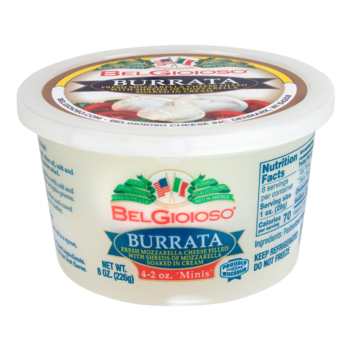 Photo of BelGioioso Fresh Mozzarella Cheese Burrata, Cup 4-2oz Mini Balls 8oz