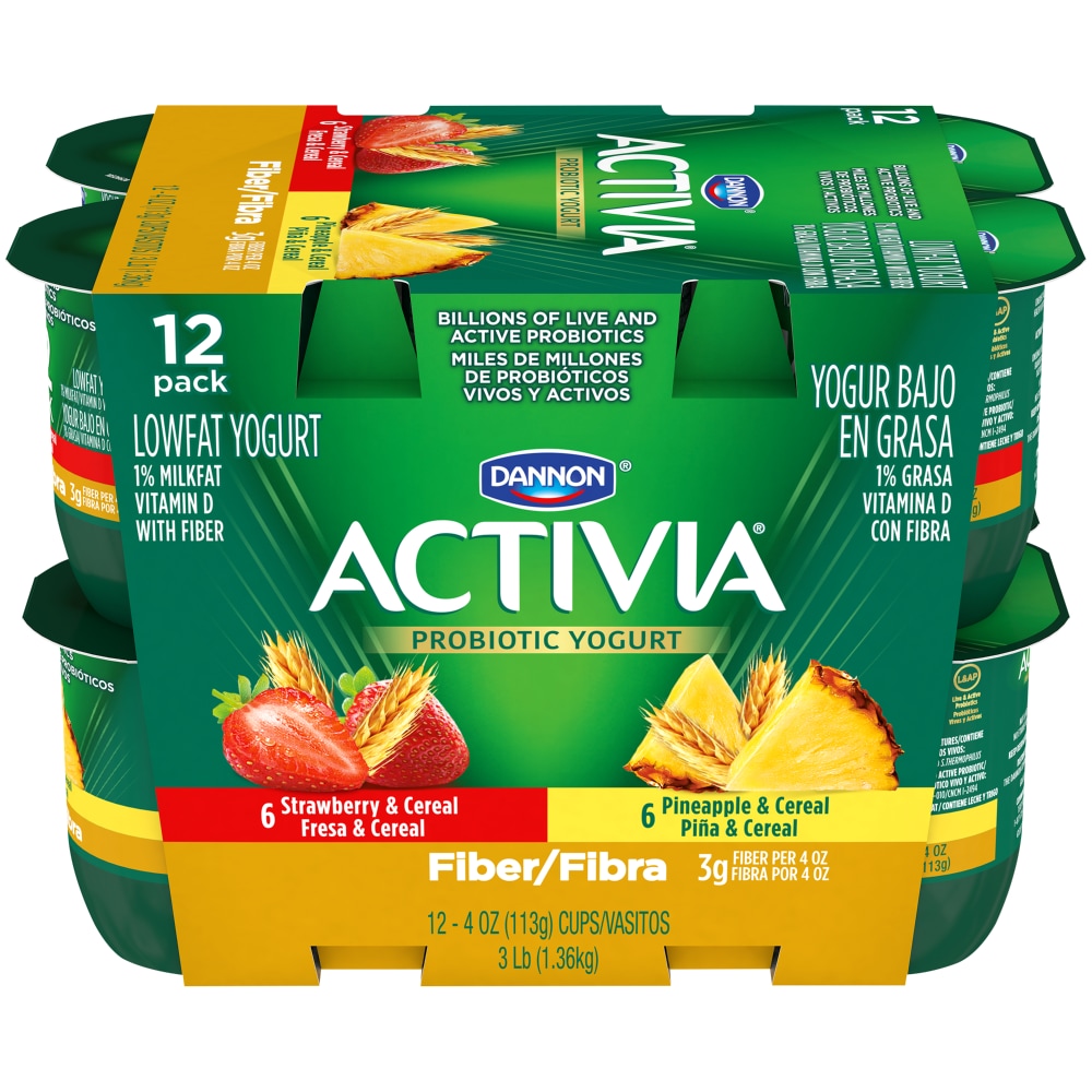 Fiber Lowfat Yogurt, Strawberry, Pineapple