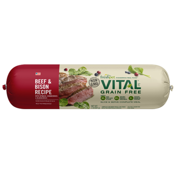 Freshpet Vital Roll Grain Free Beef & Bison Recipe For Dogs, 2lb