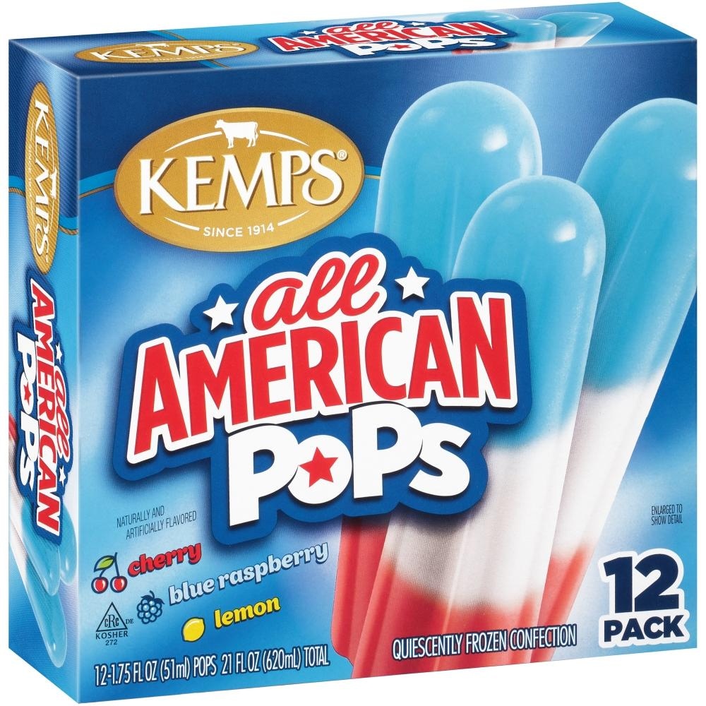 Quiescently Frozen Confection All American Pops, Cherry, Blue Raspberry, Lemon