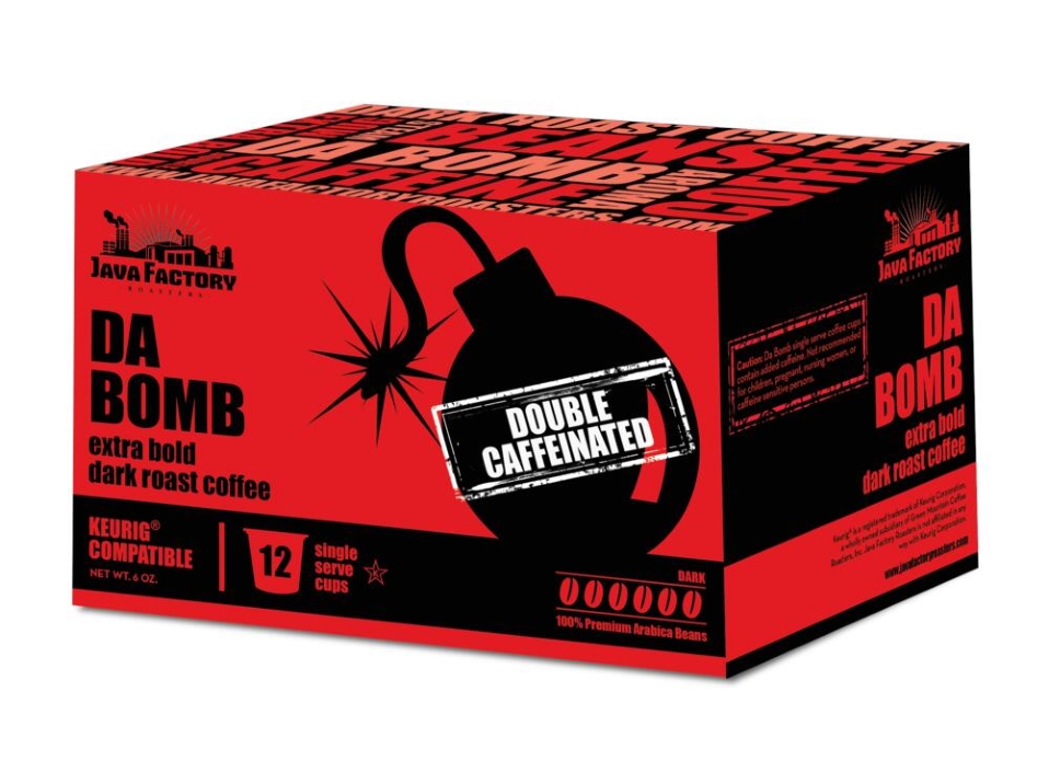 Photo of Java Factory Roasters Coffee, Dark Roast, Da Bomb, Double Caffeinated, Single Serve Cups